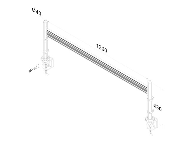 Neomounts FPMA-DTB100 - Mounting kit (toolbar) - fixed - for 3 LCD displays - silver - screen size: 10\"-24\" - clamp mountable