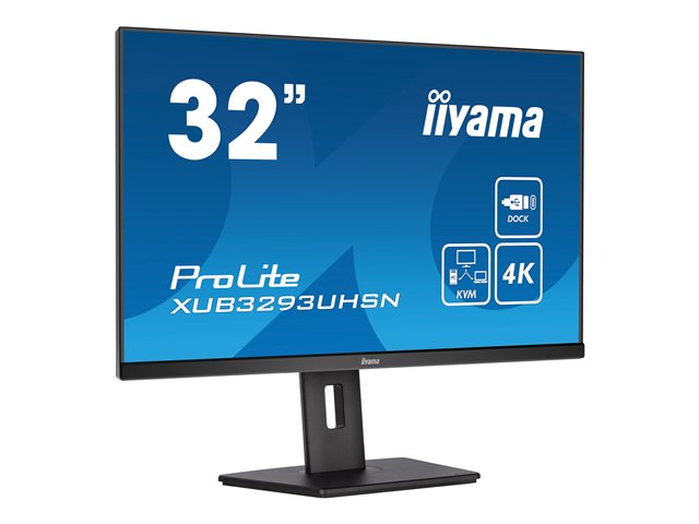 iiyama ProLite XUB3293UHSN-B5 - LED monitor - 32\" (31.5\" viewable) - 3840 x 2160 4K @ 60 Hz - IPS - 350 cd/m² - 1000:1 - 4 ms - HDMI, DisplayPort, USB-C - speakers - matte black