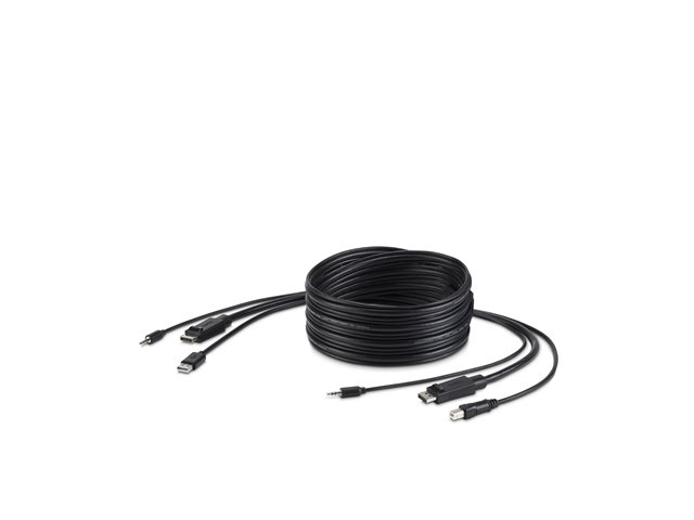 Belkin Secure KVM Combo Cable - Keyboard / mouse / video / audio cable - TAA Compliant - USB, mini jack, DisplayPort (M) to stereo mini jack, USB Type B, DisplayPort (M) - 3.04 m - black