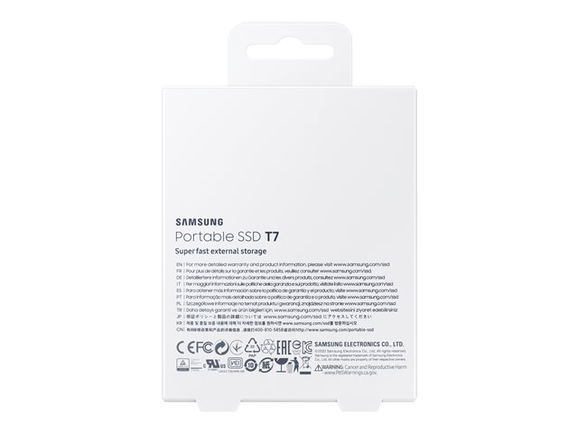 Samsung T7 MU-PC1T0T - Solid state drive - encrypted - 1 TB - external (portable) - USB 3.2 Gen 2 (USB-C connector) - 256-bit AES - titan grey