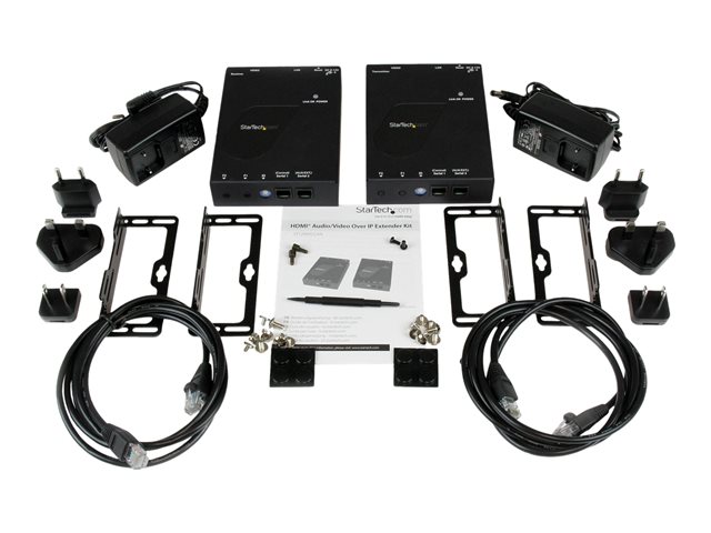 StarTech.com HDMI Video Over IP Gigabit Ethernet Extender Kit - 1080p HDMI Extender over Cat6 LAN Ethernet - up to 330 feet (100 meters) (ST12MHDLAN) - Video/audio extender - GigE, HDMI - up to 100 m - for P/N: ST12MHDLANRX, SVA12M2NEUA, SVA12M5NA, VIDWALLMNT
