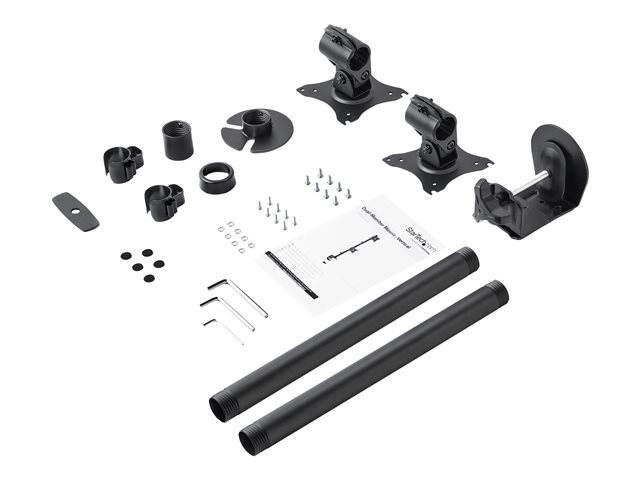 StarTech.com Vertical Desk Mount Dual Monitor Arm - For Monitors 13\" to 27\" - Adjustable - Desk Clamp / Grommet-Hole Mount - Dual VESA Monitors - Black (ARMDUALV) - Mounting kit - for 2 monitors - heavy duty steel - black - screen size: 13\"-27\" - des