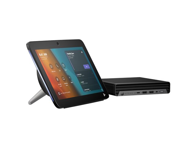 HP Mini IP Conference PC - Mini desktop Core i7 13700T / up to 4.9 GHz - vPro - RAM 16 GB - SSD 256 GB - NVMe - UHD Graphics 770 - Gigabit Ethernet, 2.5 Gigabit Ethernet, IEEE 802.11ax (Wi-Fi 6E), Bluetooth 5.3 - Win 11 IoT Enterprise - monitor: none - with Microsoft Team Rooms