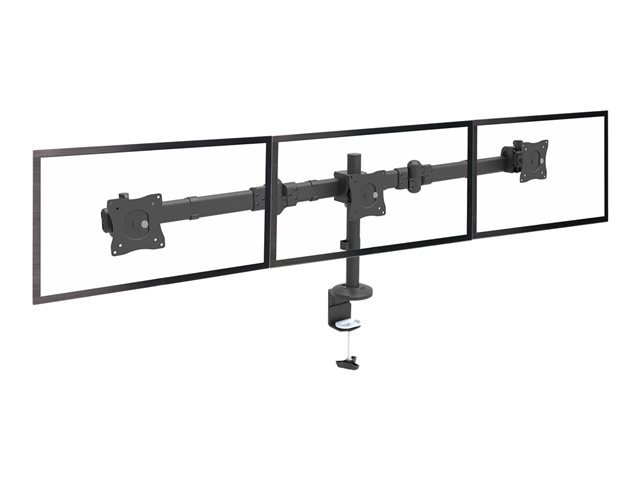 StarTech.com Desk Mount Triple Monitor Arm, Ergonomic VESA 3 Monitor Mount up to 27\", Articulating & Height Adjustable Pole Mount, Tilt/Swivel/Rotate LCD/LED Screen, Desk Clamp/Grommet - Monitor Pole Mount (ARMTRIO) - Adjustable arm - for 3 monitors