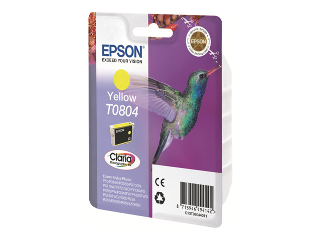 Epson T0804 - 7.4 ml - yellow - original - blister - ink cartridge - for Stylus Photo P50, PX650, PX660, PX700, PX710, PX720, PX730, PX800, PX810, PX820, PX830