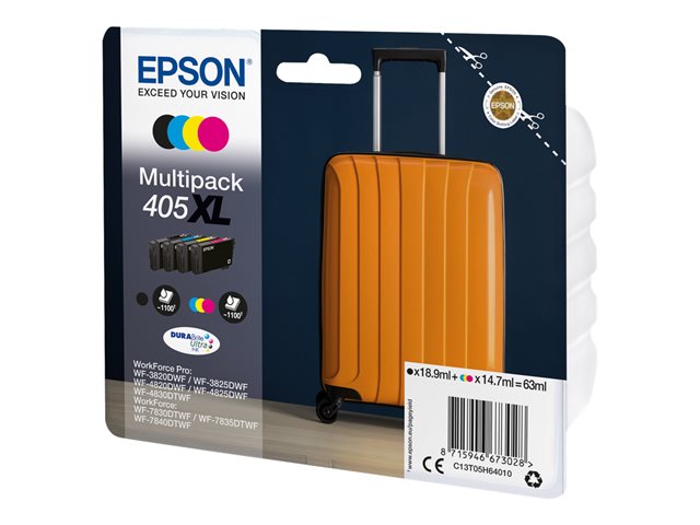 Epson 405XL Multipack - 4-pack - XL - black, yellow, cyan, magenta - original - ink cartridge - for WorkForce WF-7310, 7830, 7835, 7840, WorkForce Pro WF-3820, 3825, 4820, 4825, 4830, 7840