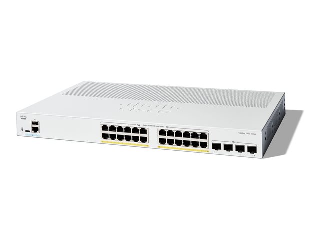 Cisco Catalyst 1200-24P-4X - Switch - L3 - smart - 24 x 10/100/1000 (PoE+) + 4 x 10Gb Ethernet SFP+ - rack-mountable - PoE+ (195 W)
