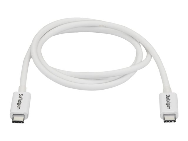StarTech.com 3.3ft (1m) Thunderbolt 3 Cable, 20Gbps, 100W PD, 4K Video, Thunderbolt-Certified, Compatible w/ TB4/USB 3.2/DisplayPort - Thunderbolt cable - 24 pin USB-C (M) to 24 pin USB-C (M) - USB 3.1 Gen 2 / Thunderbolt 3 / DisplayPort 1.2 - 1 m - 4K support - white - for P/N: CDP2HDUACP, CDP2HDUACPW