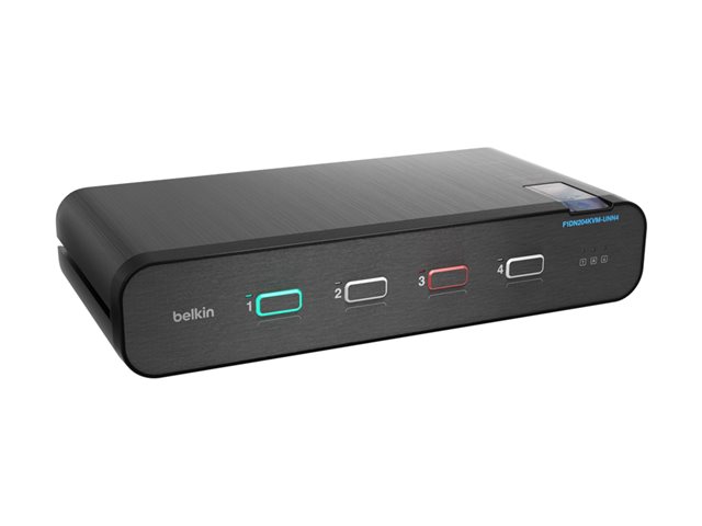 Belkin Universal Secure Dual-Head - 2nd Generation - KVM / audio switch - 4 x KVM / audio - 1 local user - desktop - TAA Compliant