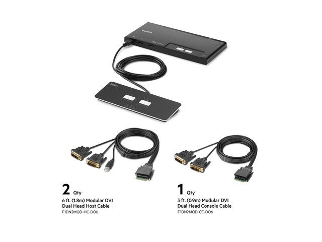 Belkin Modular Series F1DN202MOD-DD-4 - KVM switch - 2 x KVM port(s) - 1 local user - desktop - TAA Compliant
