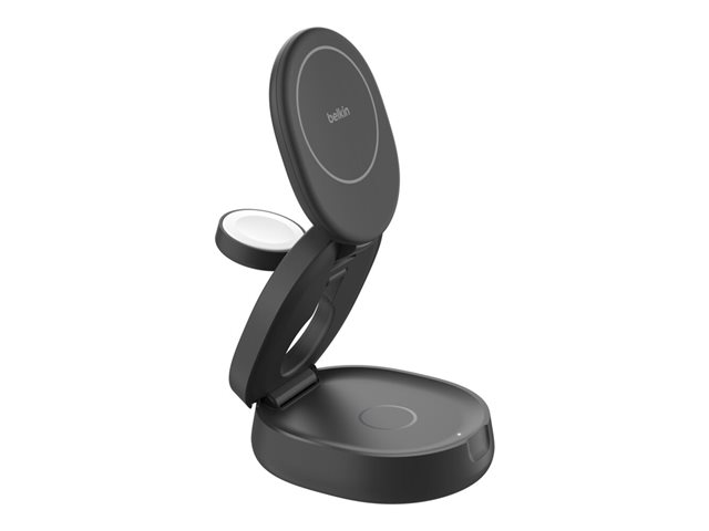 BOOSTCHARGE Qi2 15w Z-Fold 3in1 Charging Stand, Black