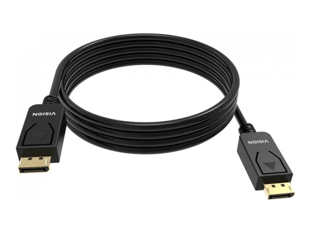 Version 1.4 8K at 60 Hz - gold connectors - DP (m) to DP (m) - outer diameter 7.3 mm - 28 AWG - 2 m - black
