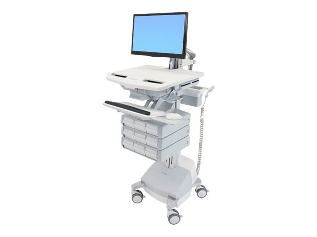 Ergotron StyleView - Cart - open architecture - for LCD display / PC equipment - medical - aluminium, zinc-plated steel, high-grade plastic - grey, white, polished aluminium - screen size: up to 24\" - output: AC 230 V - 66 Ah - Lead Acid - TAA Compliant