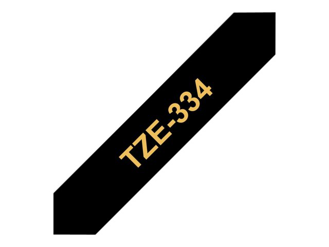 Brother TZe-334 - Standard adhesive - gold on black - Roll (1.2 cm x 8 m) 1 cassette(s) laminated tape - for Brother PT-D210, D600, H110, P-Touch PT-1005, 1880, E310, E800, P-Touch Cube Plus PT-P710
