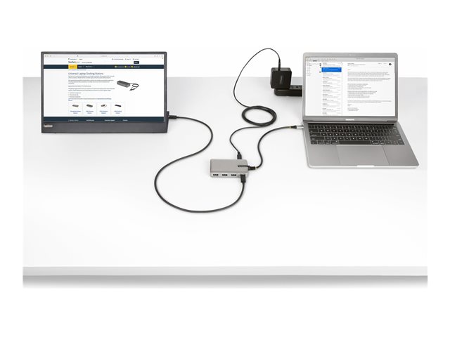 StarTech.com 4-Port USB-C Hub with USB-C DP Alt Mode Video Output 4K 60Hz, 3x USB-A, 1x USB-C, 100W Power Delivery Pass-Through, USB 3.2 Gen 2 (10Gbps), Portable USB Type-C to USB Type-A/C - 1ft (30cm) Host Cable (HB31C3A1CDPPD3) - Hub - 1 x USB-C +