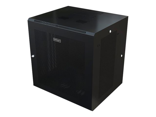 StarTech.com 12U 19\" Wall Mount Network Cabinet, 20\" Deep 4 Post Hinged Locking IT Computer Equipment Enclosure with Shelf, Flexible Vented Switch Depth Data Rack Cisco 3850, 2960 Series - 12U Vented Cabinet (RK1224WALHM) - Rack enclosure cabinet - wall mountable - black - 12U