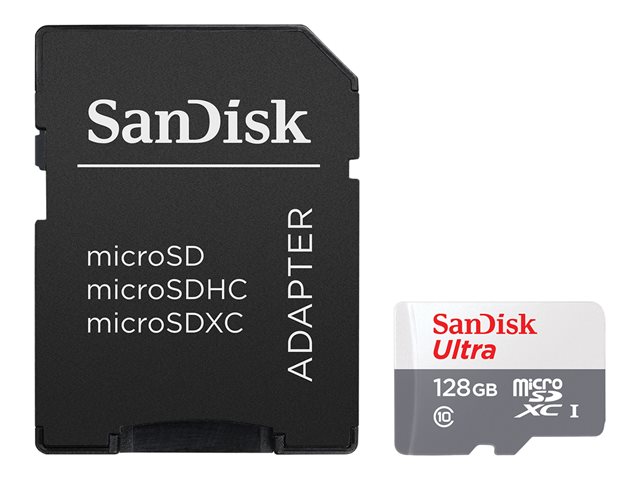 SanDisk Ultra - Flash memory card (microSDXC to SD adapter included) - 128 GB - UHS-I / Class10 - microSDXC UHS-I