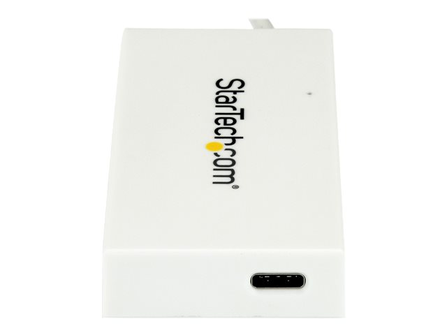 StarTech.com 4 Port USB C Hub with 1x USB-C & 3x USB-A Ports (SuperSpeed 5Gbps), USB Bus Powered, Compact Portable/Laptop USB 3.0 Adapter Hub, USB 3.1 Gen 1/USB 3.2 Gen 1 Type-C Hub, White - Windows/macOS/Linux (HB30C3A1CFBW) - Hub - 3 x SuperSpeed USB 3.0 + 1 x USB 3.1 - desktop