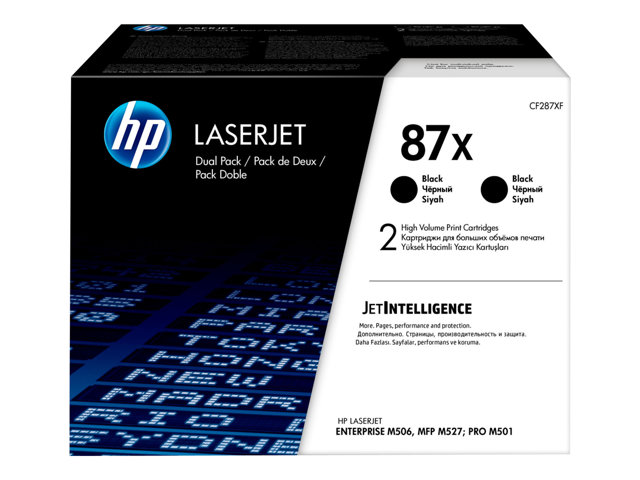 HP 87X - 2-pack - High Yield - black - original - LaserJet - toner cartridge (CF287XD) - for LaserJet Managed E50045, LaserJet Managed Flow MFP E52545