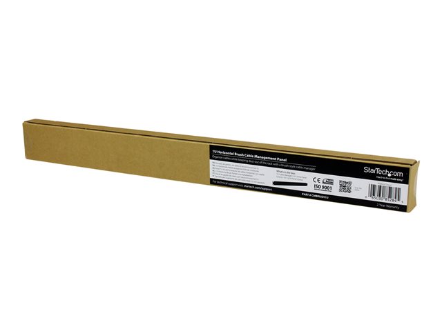 StarTech.com 1U High-density Brush Strip Cable Management Panel - Sturdy Steel Horizontal Data Centre Cable Management Panel (CMBRUSH1U) - Rack cable management panel - black - 1U - 19\" - for P/N: RACK-18U-20-WALL-OA, RACK-21U-20-WALL-OA, RACK-24U-20-WALL-OA, RK12OD2, RK3236BKF