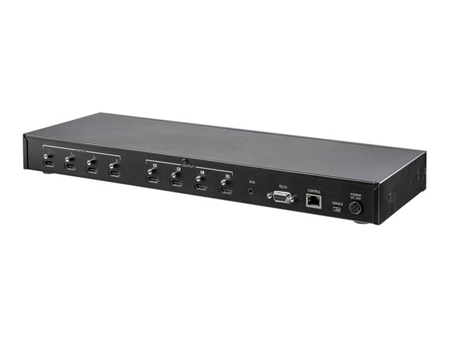 StarTech.com 4x4 HDMI Matrix Switch with Audio and Ethernet Control - 4K 60Hz Video - Rack Mount HDMI 2.0 Splitter with Remote (VS424HD4K60) - Video/audio switch - desktop