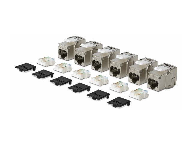 Cat8 Keystone Jack 6-Pack 180-Deg