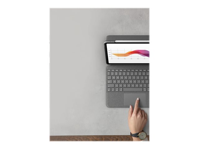 Logitech Folio Touch - Keyboard and folio case - with trackpad - backlit - Apple Smart connector - AZERTY - French - oxford grey - for Apple 10.9-inch iPad Air (4th generation, 5th generation)