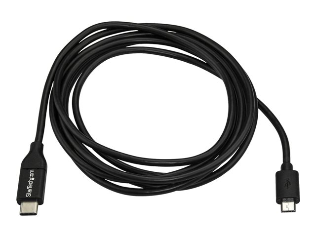 StarTech.com USB C to Micro USB Cable 2m 6ft - USB-C to Micro USB Charge Cable - USB 2.0 Type C to Micro B - Thunderbolt 3 Compatible (USB2CUB2M) - USB cable - 24 pin USB-C (M) to Micro-USB Type B (M) - USB 2.0 - 2 m - black