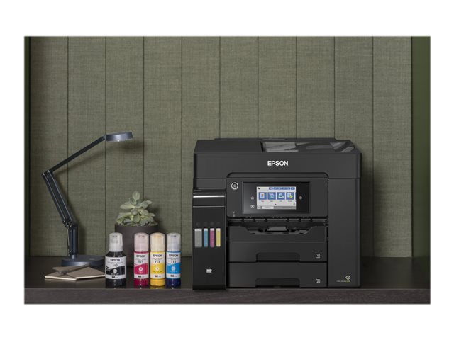 Epson EcoTank ET-5850 - Multifunction printer - colour - ink-jet - A4 (210 x 297 mm) (original) - A4 (media) - up to 25 ppm (printing) - 550 sheets - 33.6 Kbps - USB 2.0, LAN, Wi-Fi(ac) - black
