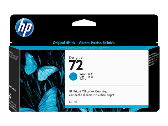 HP 72 - 130 ml - cyan - original - DesignJet - ink cartridge - for DesignJet T1100, T1100ps, T1200, T1200ps, T1300, T610, T620, T770, T790