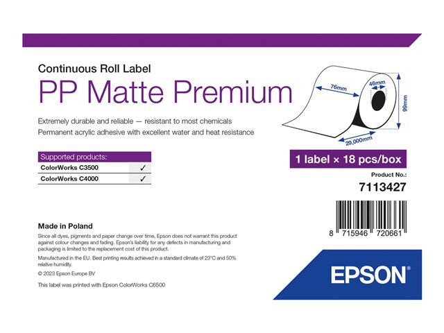 PP Matte Label Prem Continuous Roll