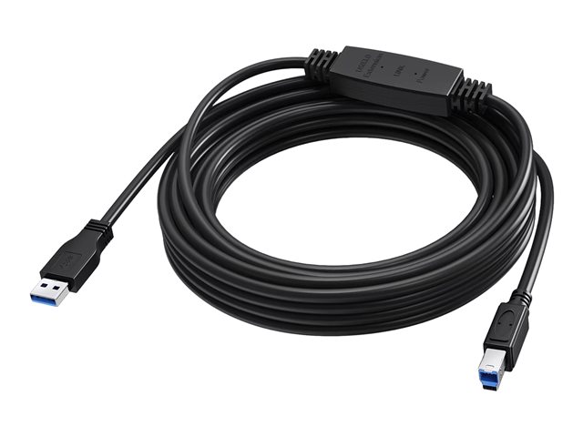 5 m USB 3.0 cable - active booster half way along cable - nickle plated connectors - bandwidth 5 Gbps - USB A (m) to USB B (m) - diameter 5.5 mm - 28+24 awg - black