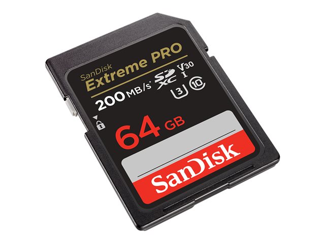 SanDisk Extreme Pro - Flash memory card - 64 GB - Video Class V30 / UHS-I U3 / Class10 - SDXC UHS-I
