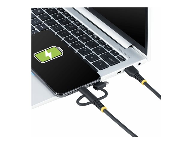 StarTech.com 3.3ft USB Multi Charging Cable, Lightning/Micro-USB/Type-C - USB cable kit - 3 A - 1 m - rugged, passive - black
