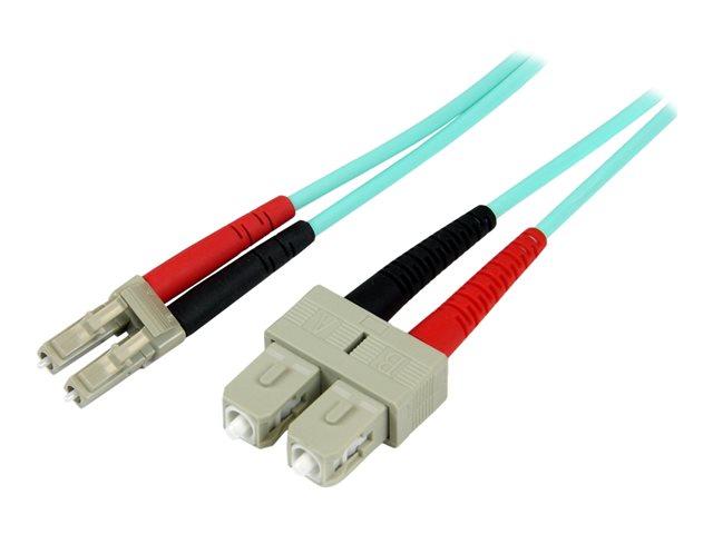 StarTech.com 1m Fiber Optic Cable - 10 Gb Aqua - Multimode Duplex 50/125 - LSZH - LC/SC - OM3 - LC to SC Fiber Patch Cable - Patch cable - LC multi-mode (M) to SC multi-mode (M) - 1 m - fibre optic - duplex - 50 / 125 micron - aqua