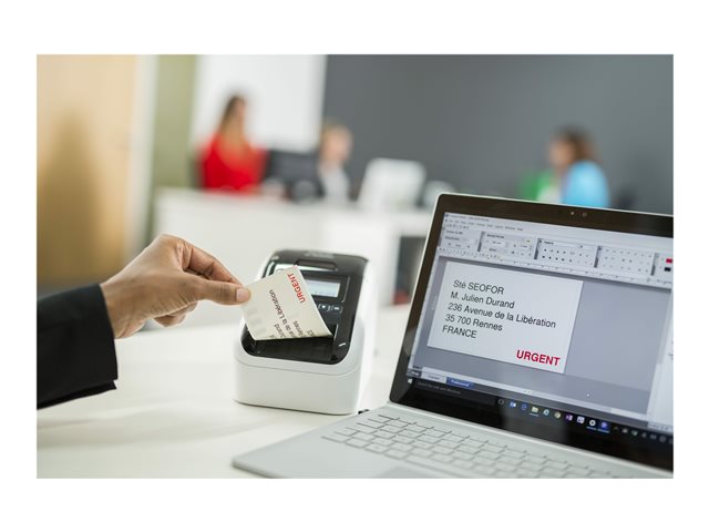Label printer - two-colour (monochrome) - direct thermal - Roll (6.2 cm) - 300 x 600 dpi - up to 110 labels/min - USB 2.0, LAN, Wi-Fi(n), USB host, Bluetooth 2.1 EDR - cutter - white, brilliant black