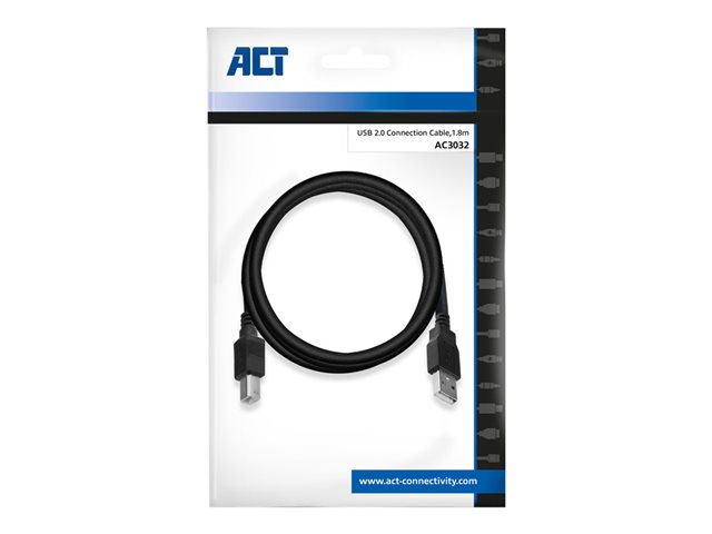 USB-kabel - USB (M) naar USB type B (M) - USB 2.0 - 1.8 m - zwart