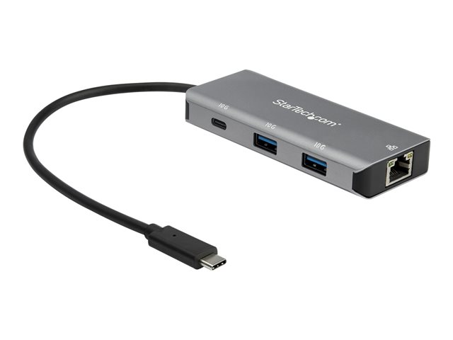StarTech.com 3 Port USB C Hub with Gigabit Ethernet RJ45 GbE Port, 2x USB-A, 1x USB-C, SuperSpeed 10Gbps USB 3.1/3.2 Gen 2 Type C Hub Adapter, USB Bus Powered, Aluminum, Works w/TB3 - Windows/macOS/Linux - Hub - 1 x USB-C + 2 x USB 3.1 + 1 x 10/100/1000 - desktop - for P/N: PEXUSB321C