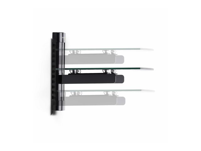 StarTech.com Floating Wall-Mounted AV Shelf, Adjustable Height Shelf For Under TV, Organize A/V Equipment On Black Tempered Glass Shelf - Shelf - for audio/video components - aluminium, steel, plastic - black - wall-mountable