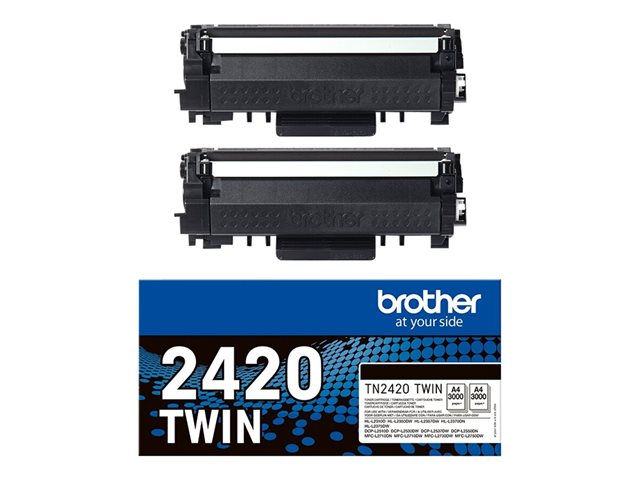 Brother TN2420 TWIN - 2-pack - High Yield - black - original - toner cartridge - for Brother DCP-L2510, L2530, L2537, L2550, HL-L2350, L2370, L2375, MFC-L2713, L2730, L2750