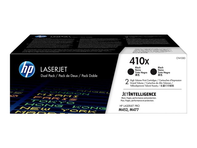 HP 410X - 2-pack - High Yield - black - original - LaserJet - toner cartridge (CF410XD) - for Color LaserJet Pro M452, MFP M377, MFP M477