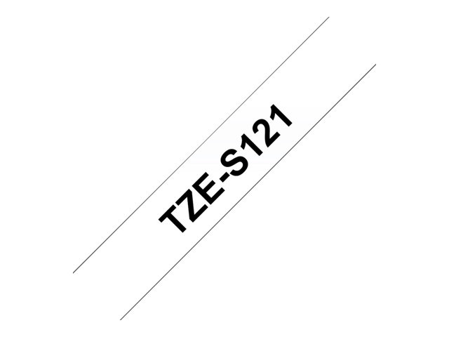 Brother TZe-S121 - Extra strength adhesive - black on clear - Roll (0.9 cm x 8 m) 1 cassette(s) laminated tape - for Brother PT-D210, D600, H110, P-Touch PT-1005, 1880, E310, E800, P-Touch Cube Plus PT-P710