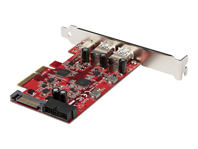 StarTech.com 5-Port USB PCIe Card, 10Gbps USB 3.1 Gen 2 PCIe Card w/ 1x USB-C & 2x USB-A, 1x 2 Port IDC (Internal 5Gbps USB Header Expansion), USB C PCIe Card, PCI Express USB Controller - Windows/macOS/Linux (PEXUSB312A1C1H) - USB adapter - PCIe 3.0 x4 - USB-C 3.1 Gen 2 x 2 + USB-C 3.2 Gen 2 x 1 - red
