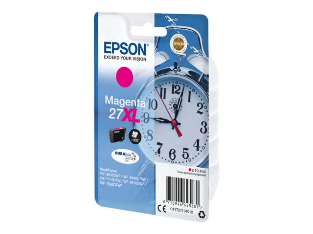 Epson 27XL - 10.4 ml - XL - magenta - original - ink cartridge - for WorkForce WF-3620, WF-3640, WF-7110, WF-7210, WF-7610, WF-7620, WF-7710, WF-7715, WF-7720