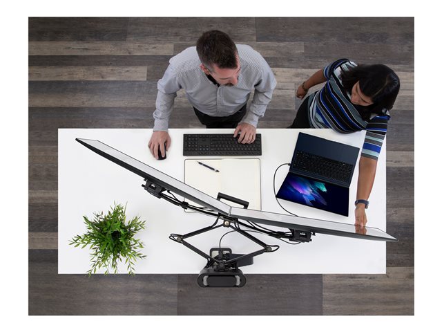 Ergotron TRACE - Mounting kit (handle, base, lift column, extension arms, bow, 2 sliding pivots, 2-piece desk clamp) - Constant Force Technology - for 2 LCD displays - matte black - screen size: 21.5\"-27\"