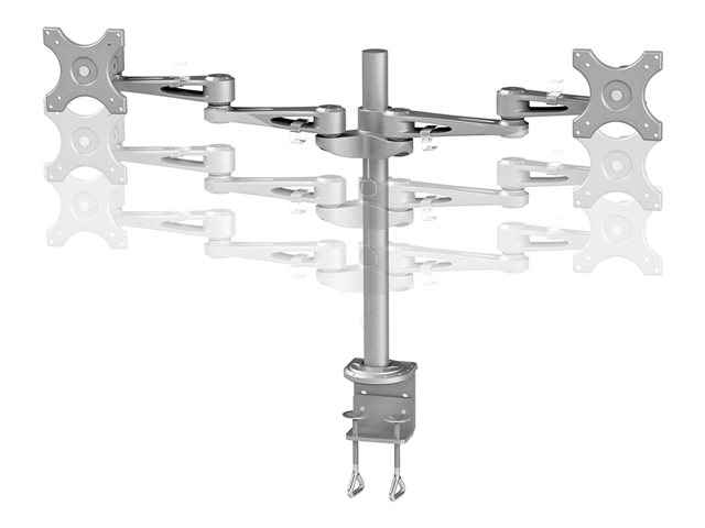 Neomounts FPMA-D935D - Mounting kit - full-motion - for 2 LCD displays - silver - screen size: 10\"-27\" - clamp mountable, desk-mountable