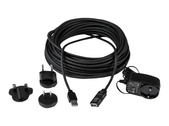 StarTech.com 15m USB 2.0 Active Extension Cable - M/F - 15 meter USB 2.0 Repeater Cable Cord - USB A Male to USB A Female - 15 m, Black (USB2AAEXT15M) - USB extension cable - USB (F) to USB (M) - USB 2.0 - 15 m - active - black - for P/N: SVA5H2NEUA, UUSBOTG