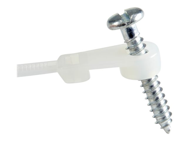 StarTech.com 20cm(8\") Cable Ties with Mounting Hole, 4mm(1/8\") wide, 52mm(2\") Bundle Diameter, 22kg(50lb) Tensile Strength, Nylon 66 Self Locking Ties with Screw Hole, UL Listed, 100 Pack - UL94 V-2 Rated - TAA (CBMZTS10N8) - Cable tie - 21.9 cm - white - TAA Compliant (pack of 100)