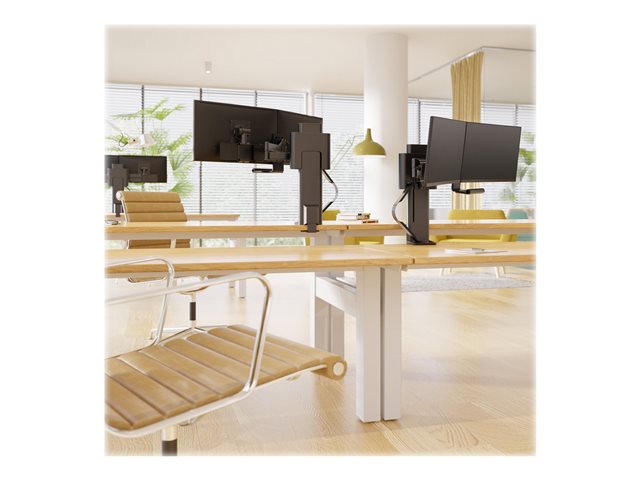 Ergotron TRACE - Mounting kit (handle, base, lift column, extension arms, bow, 2 sliding pivots, 2-piece desk clamp) - Constant Force Technology - for 2 LCD displays - matte black - screen size: 21.5\"-27\"