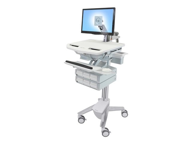 Ergotron StyleView - Cart - open architecture - for LCD display / PC equipment - medical - aluminium, zinc-plated steel, high-grade plastic - grey, white, polished aluminium - screen size: up to 24\"